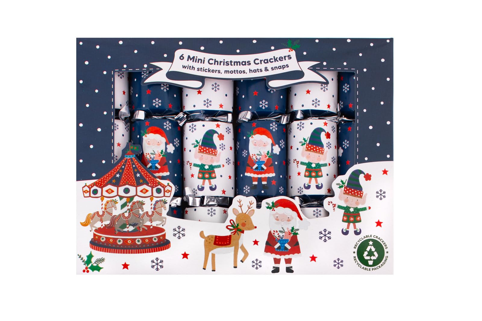 RSW 6 Santa & Elf 6" Crackers – Fun Christmas Crackers with Santa and Elf Designs – Includes Hats, Mottos & Festive Gifts