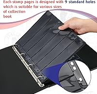 Vista 4 de 30 piezas de suministros para coleccionar sellos hojas de álbum con fundas estándar de 9 agujeros (6 filas)