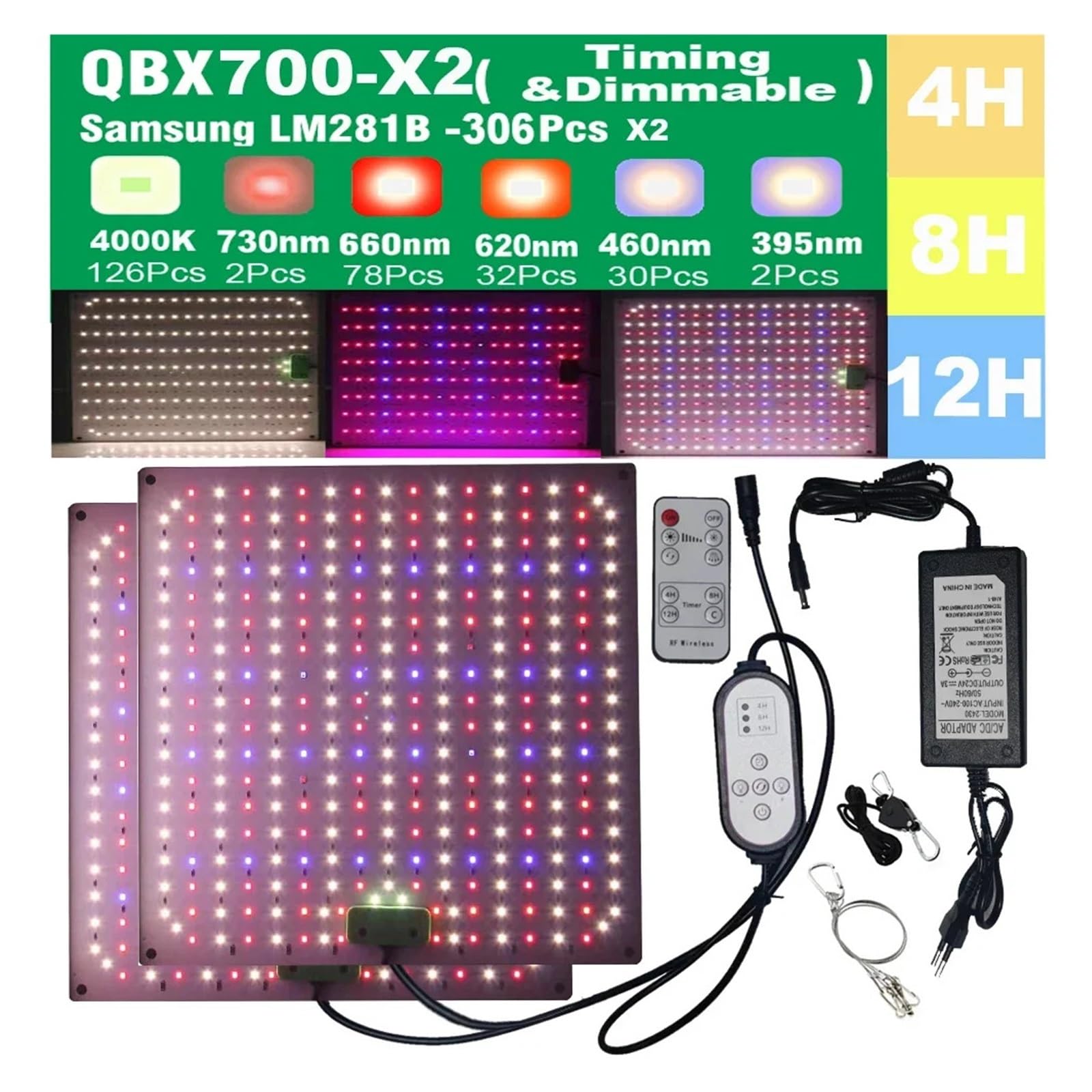 Lámpara de Cultivo, Lámpara LED de Espectro Completo for Cultivo de Plantas, lámpara de Cultivo de luz Solar de Alto PPFD LM281B for iluminación de Crecimiento de Plantas de Interior(QBX700-X)