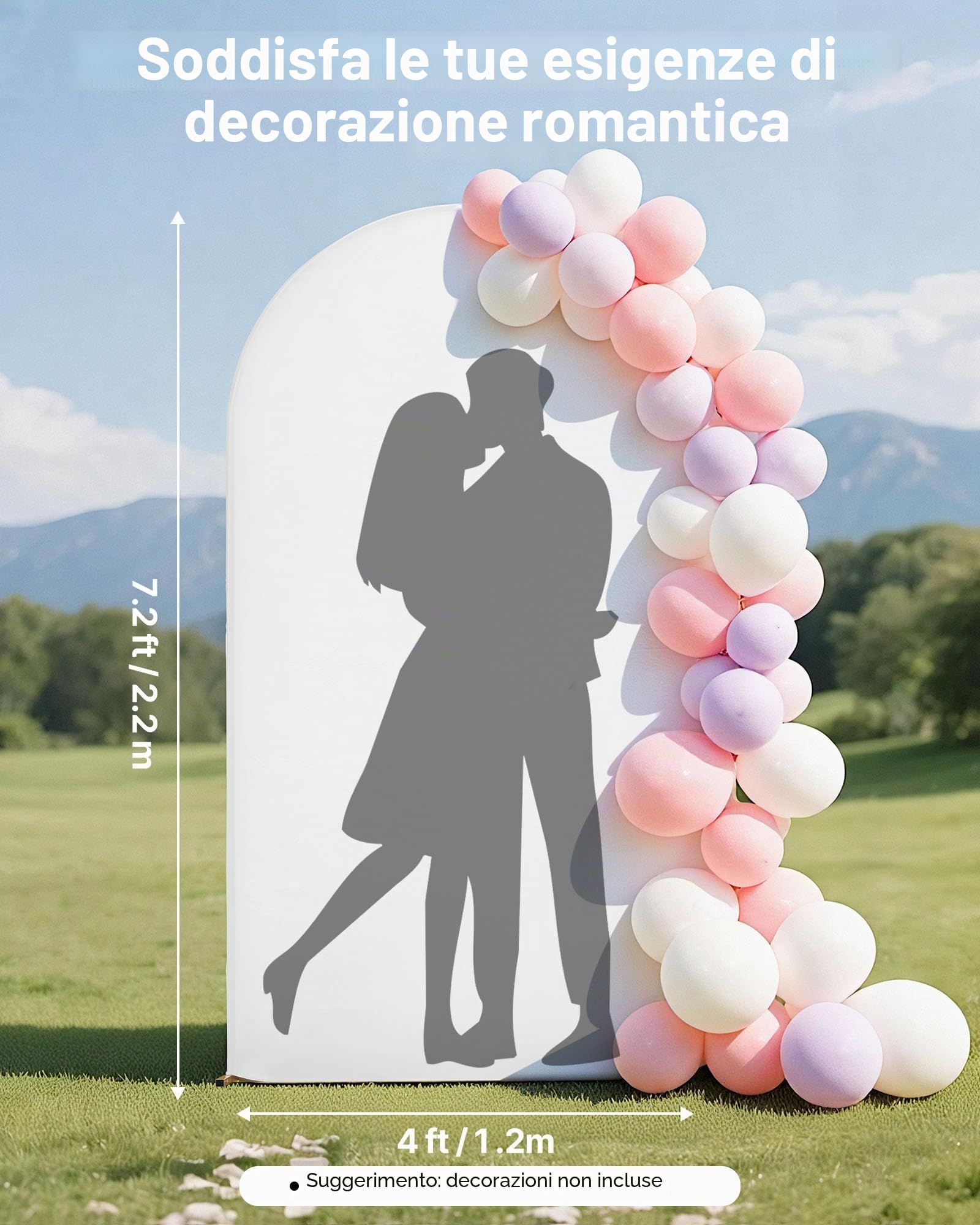 VEVOR Supporto per Fondale ad Arco 2,2 x 1,2 m, Struttura Stabile, Facile da Montare, Set di Fondali ad Arco per Feste con Copertura per Matrimoni, Feste di Compleanno, Decorazioni per Cerimonie