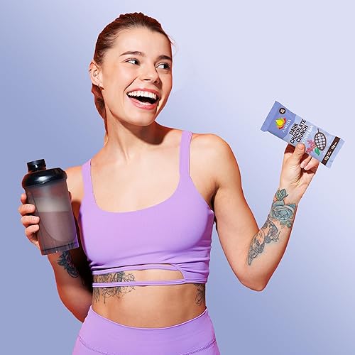 Vista 5 de Amrita Barras de quinua de chocolate negro, veganas, sin gluten, altas en proteínas, 0.53 oz de proteína a base de plantas, alta fibra, sin maní ni