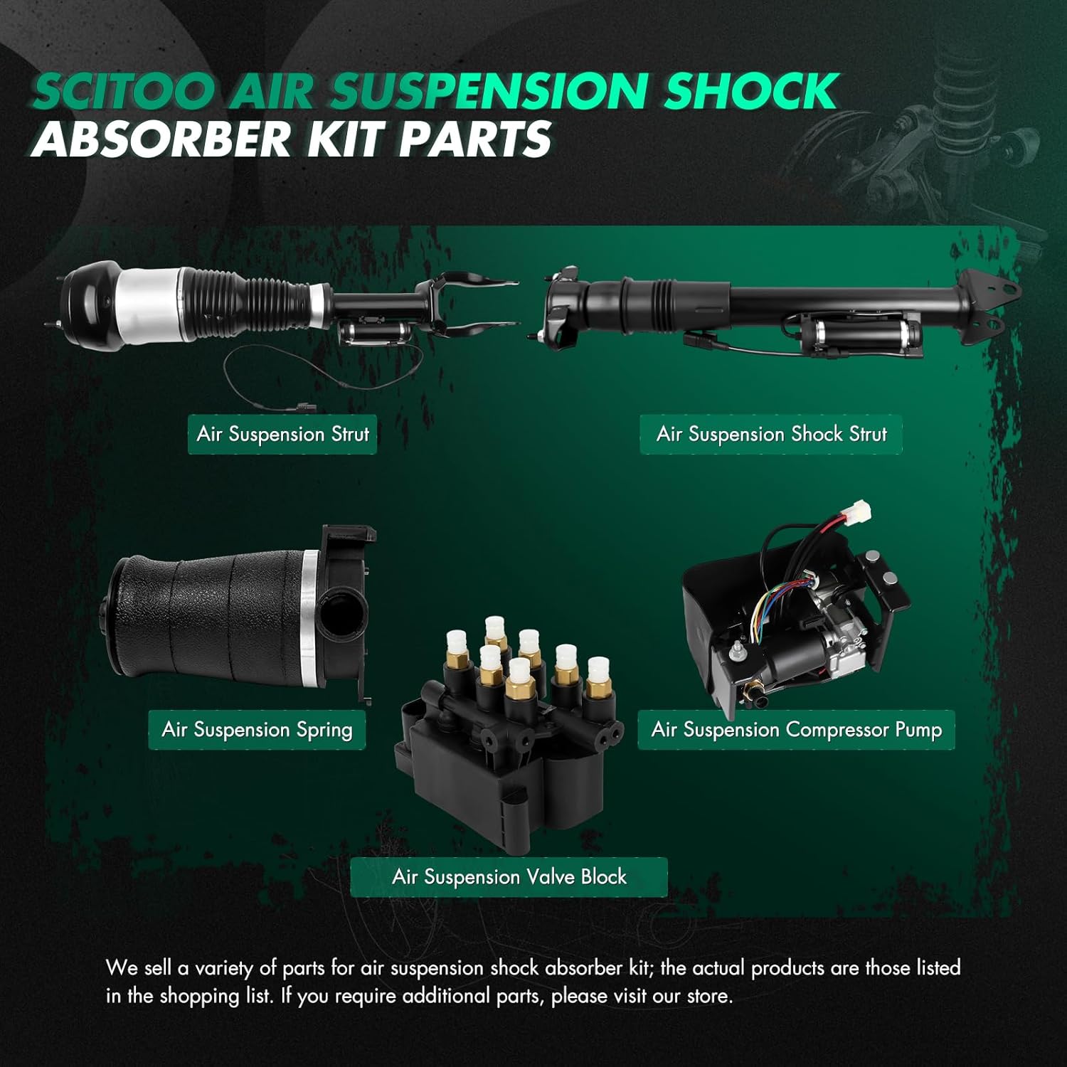 SCITOO Air Struts Suspension Kits Shocks Struts Air Compressor Pump fit for Cadillac for Escalade 2002-2014,for Cadillac for Escalade ESV 2003-2014 Rear Suspension Kit