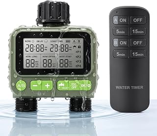 Bewässerungscomputer mit 2 Auslässen Automatische Bewässerungsuhr Wasserdicht nach IP65 für Garten Rasen Gewächshaus