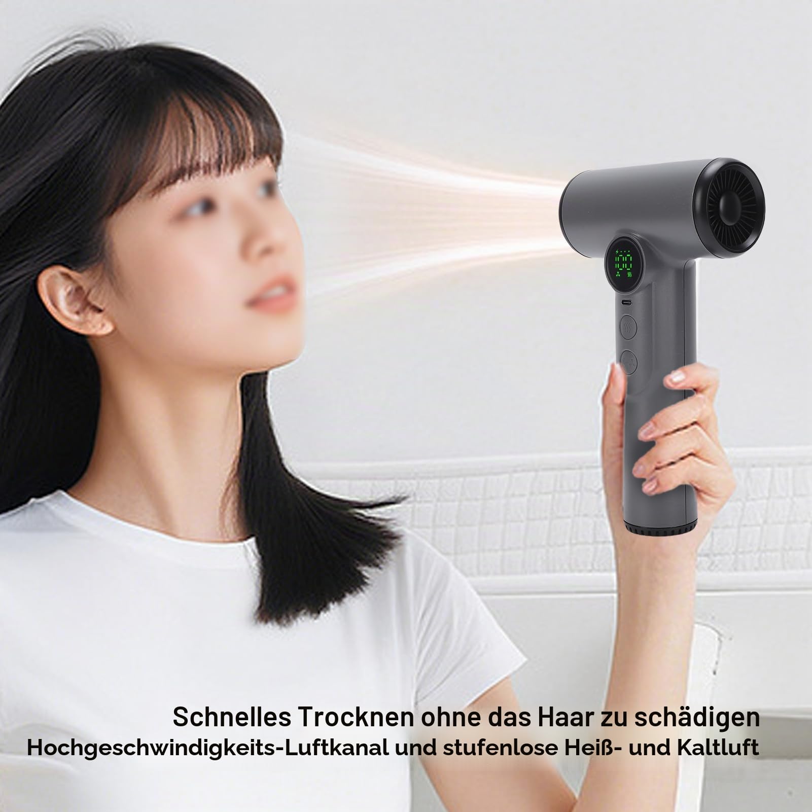 Schnurloser Haartrockner, 15600 MAh, USB -wiederaufladbare Haartrockner, Heißer und Kalter Wind, Starker Wind Zum Schnellen Trocknen, für Reisen, Camping und Wohnmobil