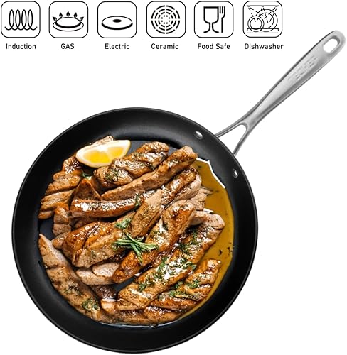 Miniatura 10 de TECHEF - Onyx Collection - Juego de sartenes antiadherentes, sin PFOA, aptas para horno, mango de acero inoxidable que se mantiene fresco, listo