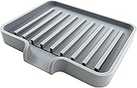 Vista 6 de Happitasa - Bandeja de silicona para jabón y soporte de esponja con conducto de drenaje, paquete de 2 unidades (gris, 5.2 x 4 pulgadas)
