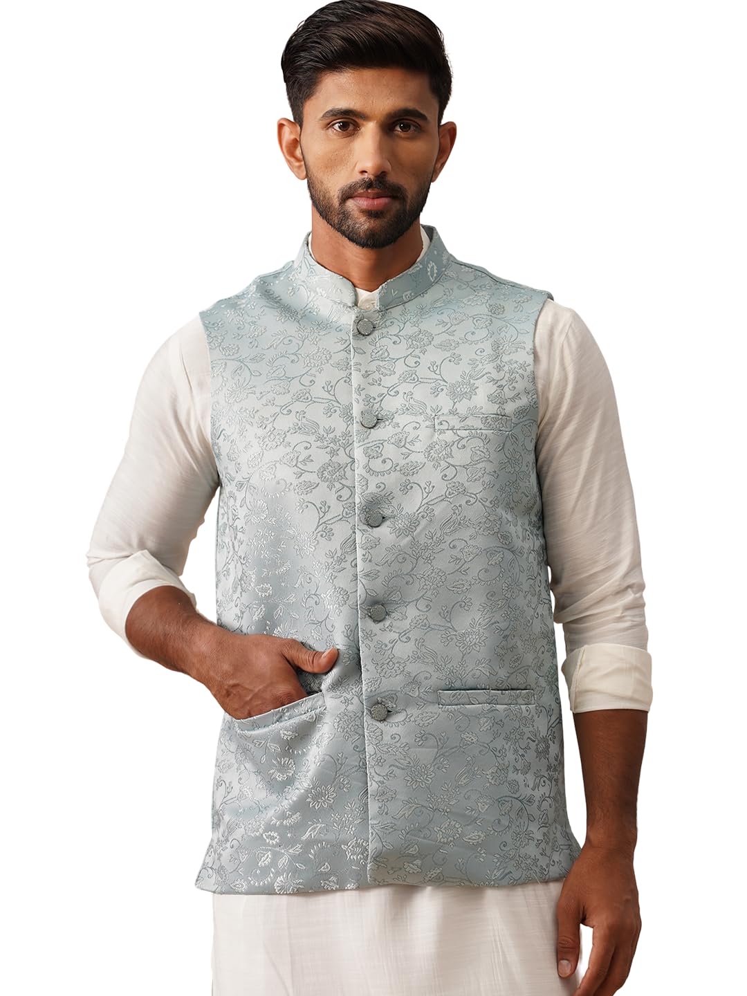 jompers Woven Design Nehru Jacket for Men-picture-28