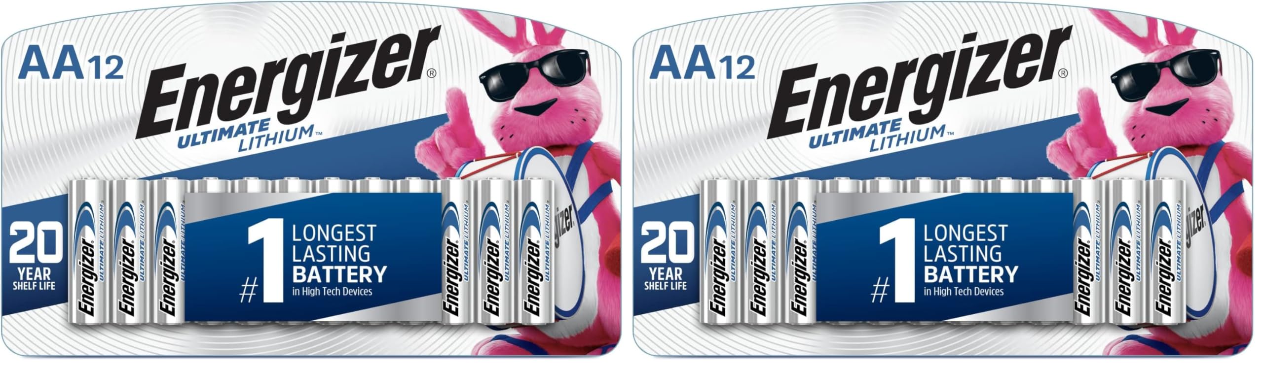 AA Batteries by Energizer – 12 Count (Pack of 2), Lithium, فضي, Pack of 2, Model L91SBP-12