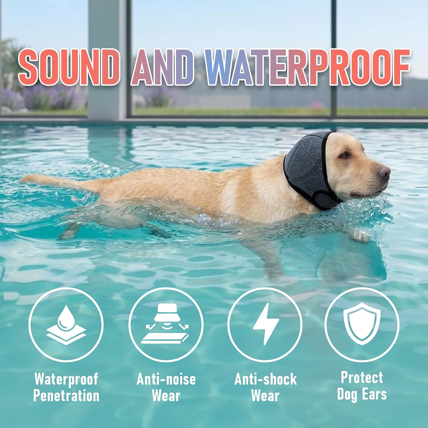Dog Head Wrap - No Shake Ear Wrap Snood for Noise & Anxiety Relief, Ear Protector with Calming Hoodie, Dog Headband Ear Muffs for Hematoma, Grooming and Drying (Pearl Gray, L(Head Circle:18"-24")) image 5
