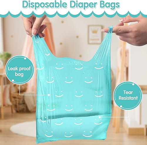 Miniatura 4 de Colarr 1600 bolsas de pañales desechables para bebé, sacos de pañales perfumados para bebé con asa de corbata, bolsas de basura para pañales de