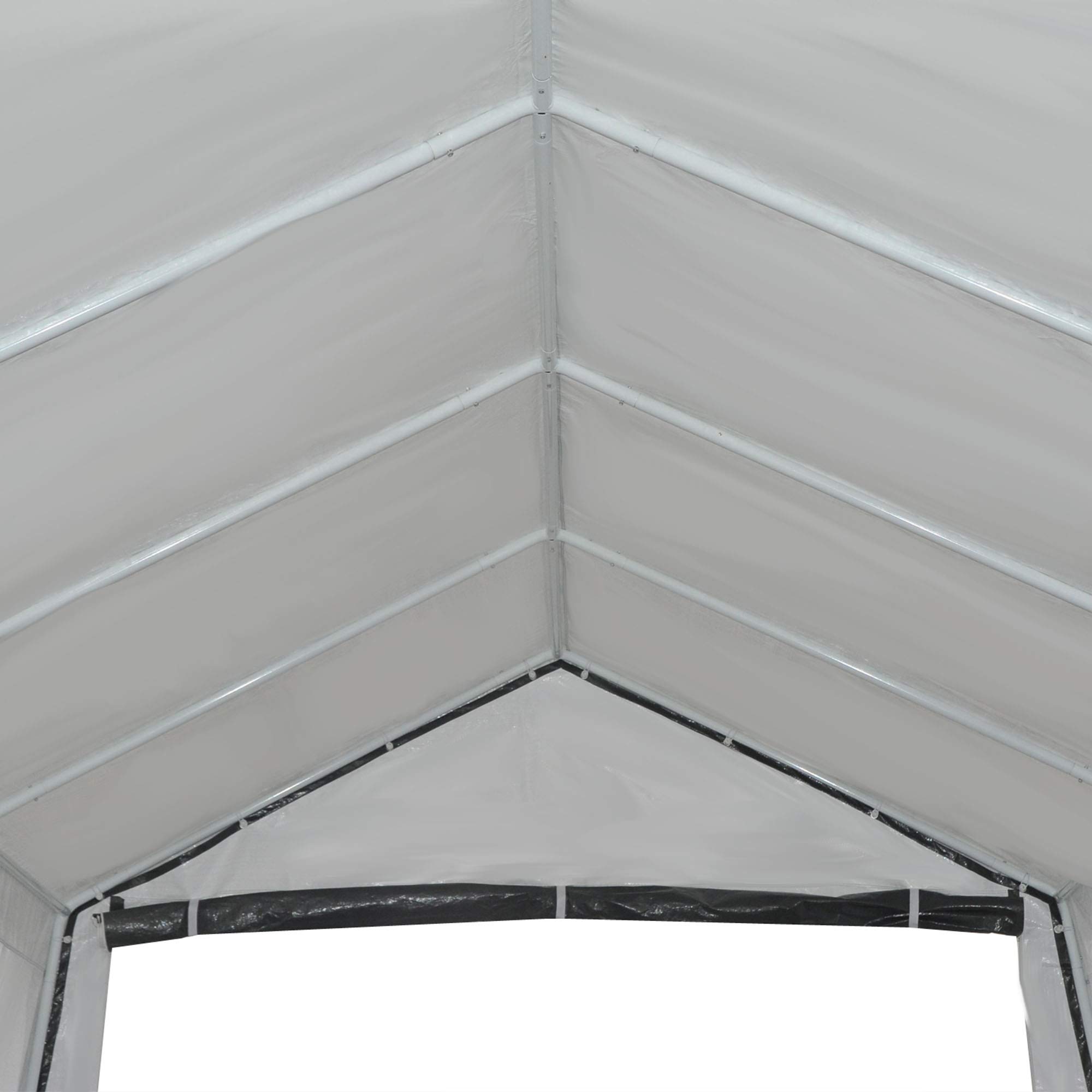 Outsunny Tente Garage carport dim. 6L x 3,6l x 2,75H m Acier galvanisé Robuste PE Haute densité 195 g/m² imperméable Anti-UV Blanc Gris