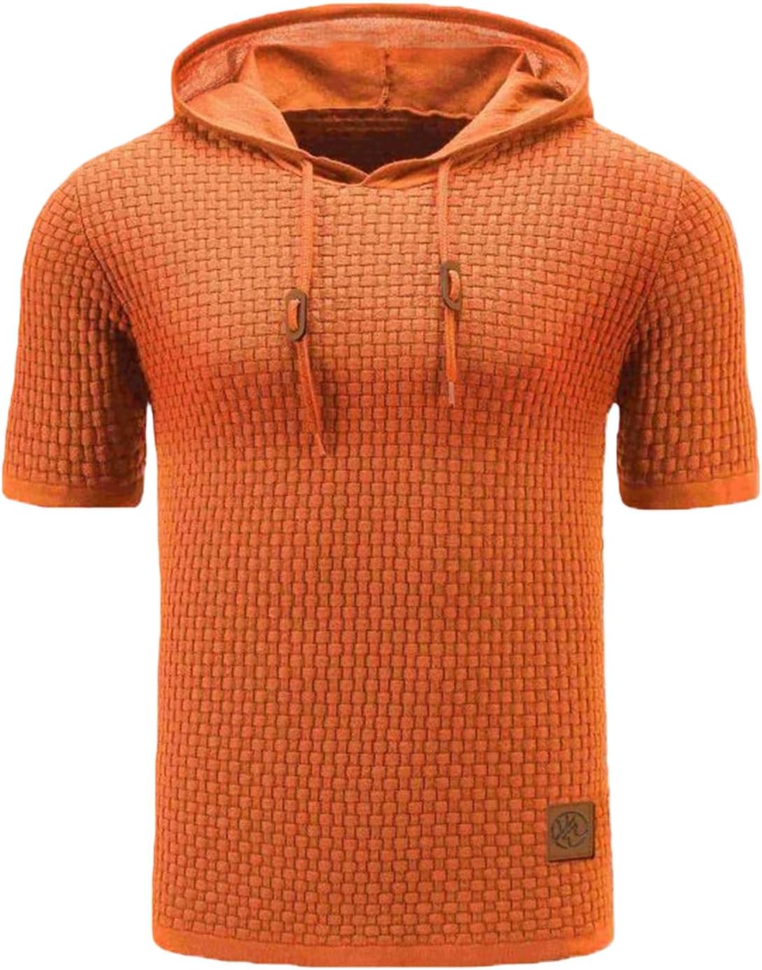 WENKOMG1 Men's Casual T Shirts Short Sleeve Cotton Hooded T-Shirts Lightweight Solid Sweatshirt, M-3XL