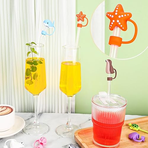 Miniatura 5 de Stanley - 8 fundas para popote, compatibles con vasos de 30 y 40 onzas, bonitos tapones para popote de silicona en varias formas, tapas para popote