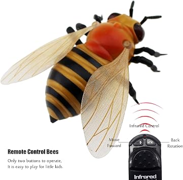 Tipmant Realistic RC Honey Bee Toys IR Remote Control Honeybee Insect Vehicle Electric Animal for Cat Dog Kids Birthday Gifts