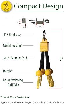 Original Hanger-Under Cabinet Banana Hook & Holder-Made in USA-Yellow-Clamp Anchor