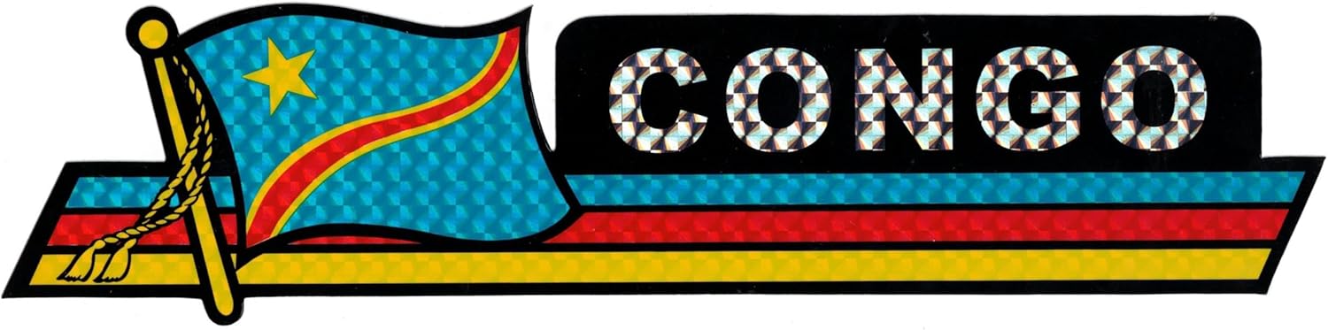 Pack of 24 Congo Flag 3"x12" Reflective Decal Bumper Sticker DCX-057