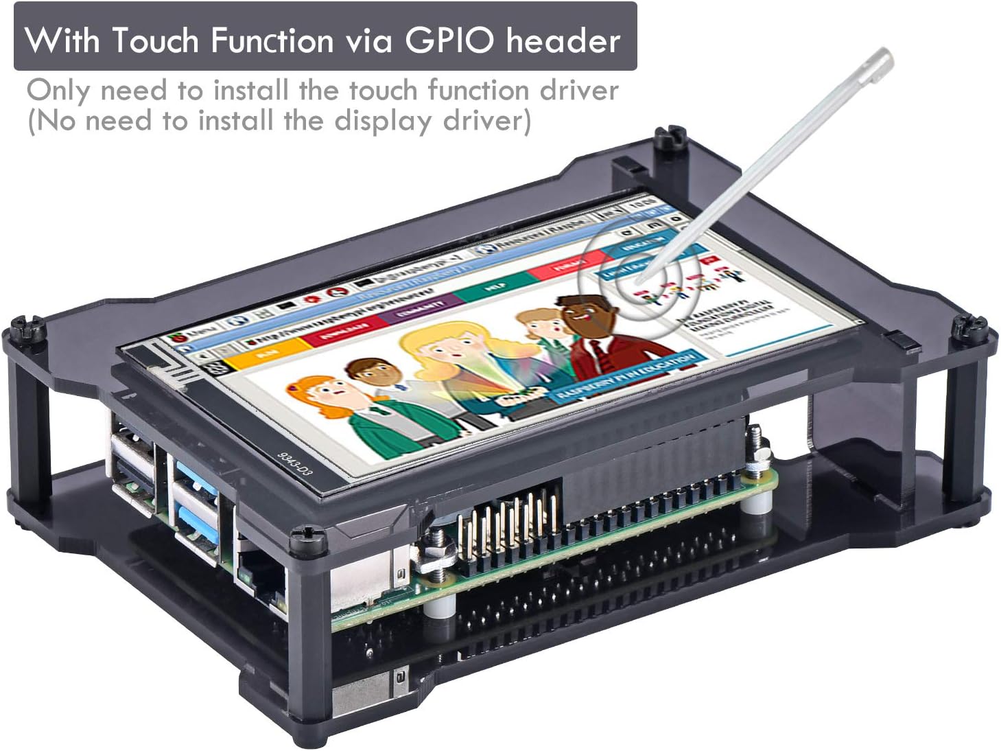 Top Rated Raspberry Pi 4 Touchscreen, MazerPi 4 inch 60+fps 800x480 Resolution HD Raspberry Pi HDMI Touchscreen with Cooling Fan and Case for Raspberry 4 Model B/Pi 3B+/3B (Screen with Case)