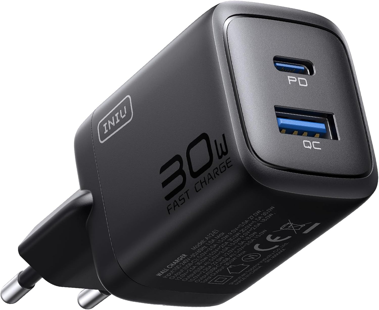INIU Cargador USB C 30W, 2 Puerto Cargador Tipo C Carga Rapida, PD 3.0 Cargador…