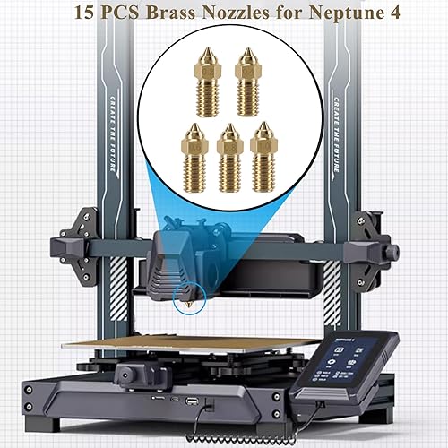 Miniatura 6 de Kit de 15 boquillas de barra para Neptune 4, impresora 3D, 7 piezas de 0.016 in y 2 boquillas de 0.008 in, 0.024 in, 0.031 in, 0.039 in para Elegoo