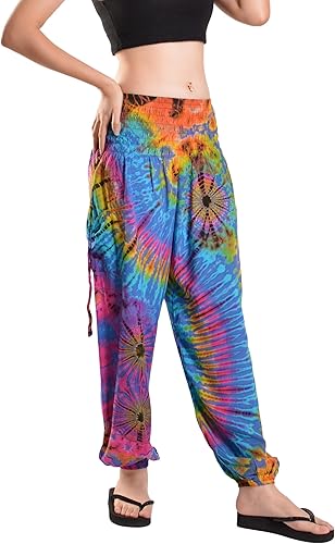 Orient Trail Pantalones de harén estilo hippie bohemio palazzo para yoga con parte inferior fruncida