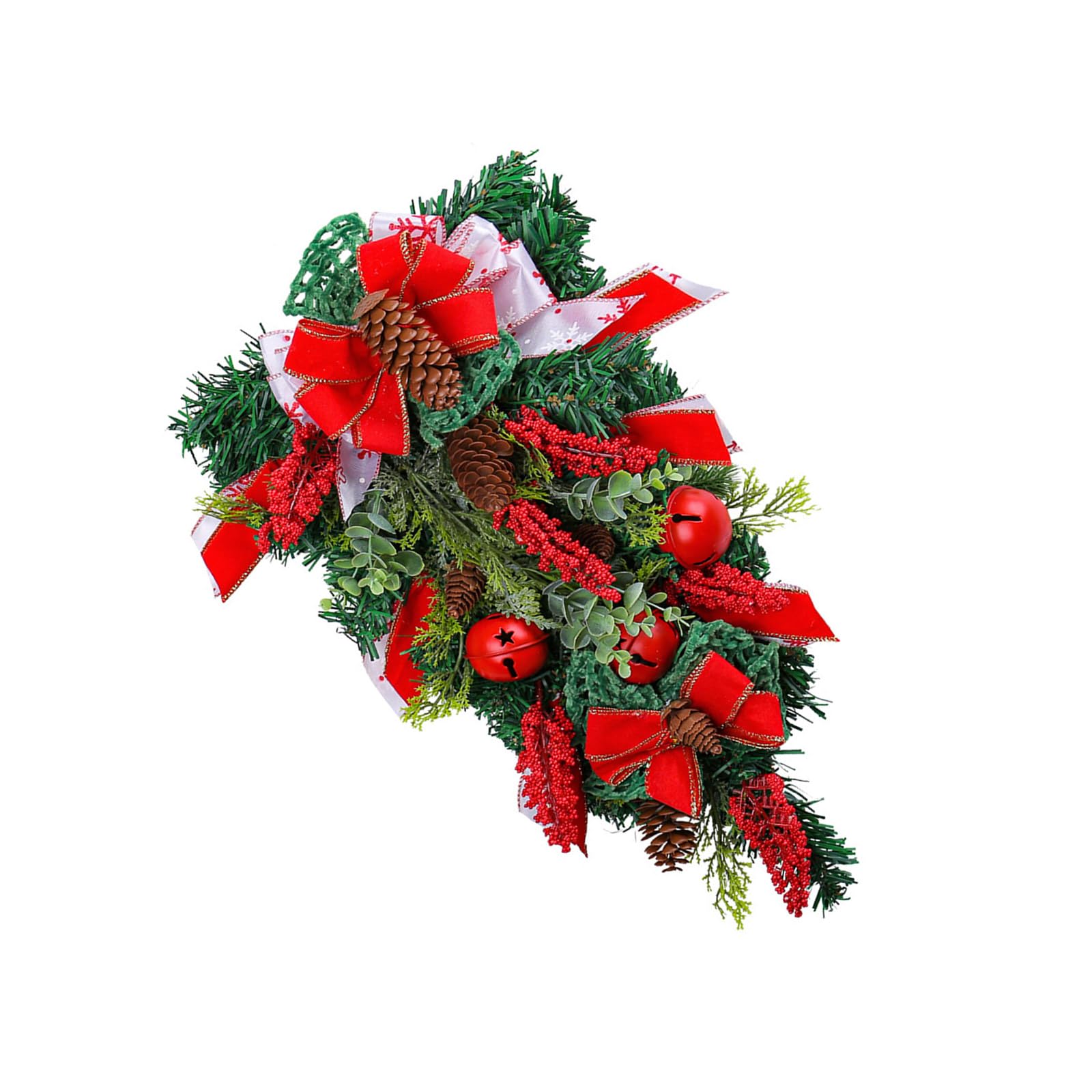 Jazuaiao Christmas Wreath Artificial Hanging Plant with Pinecone for Front Door Hallway Garden Indoor and Outdoor Decoration Door Hanging Rattan