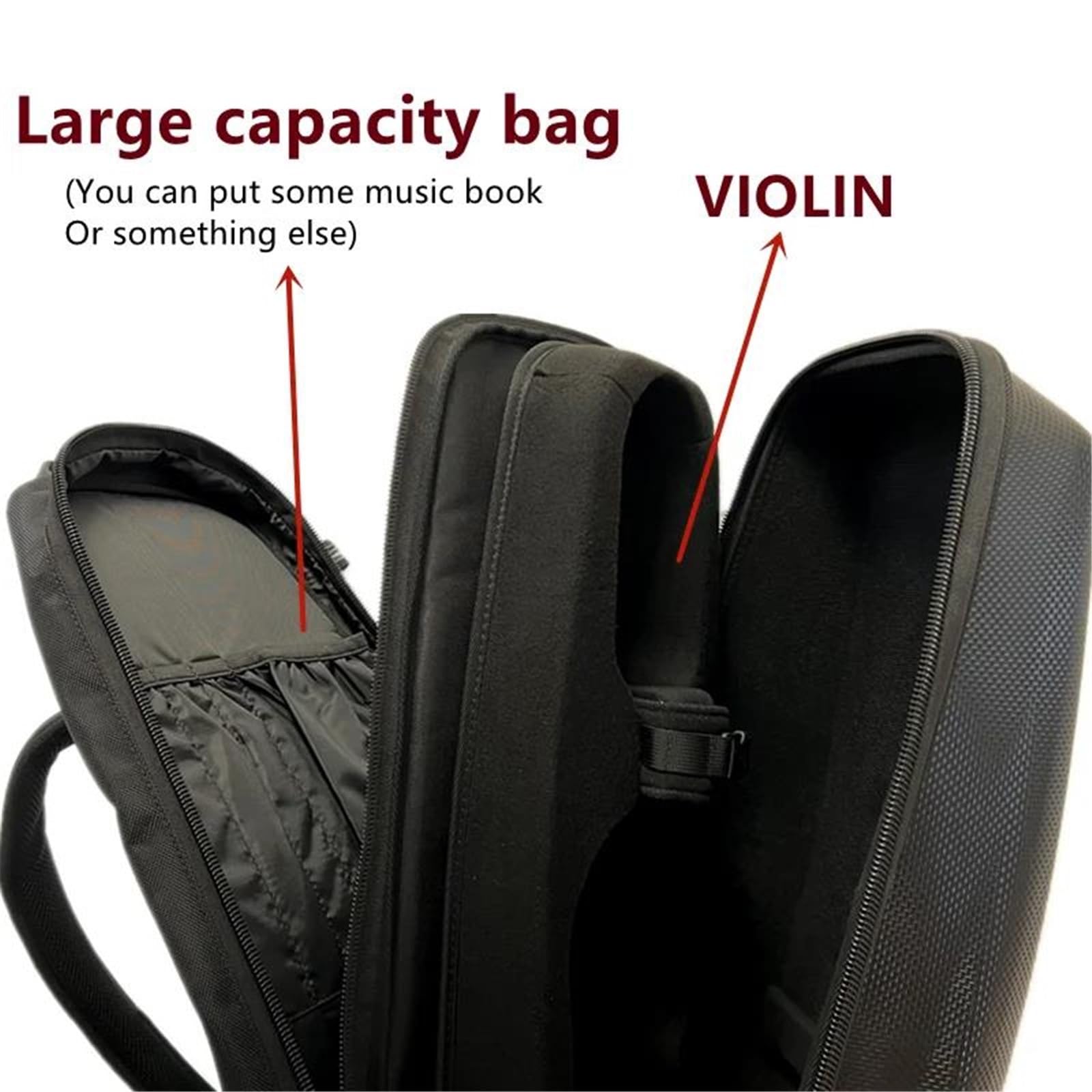 Estuche De Violín Compuesto De Fibra De Carbono 4/4 Almacenamiento Con Diseño De Concha Bolsa Protectora Para Violín Mochila Impermeable A Prueba De Golpes Estuche de violín profesional(Dark Blue)