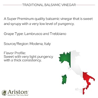 Ariston Aged Balsamic Vinegar of Modena, Traditional Flavored, 16.9 Fl Oz | Organic Gourmet Italian Vinegar, Oak Barrel Aged, Perfect for Salads, Pasta & Finishing Dishes, No Added Sugar, Vegan