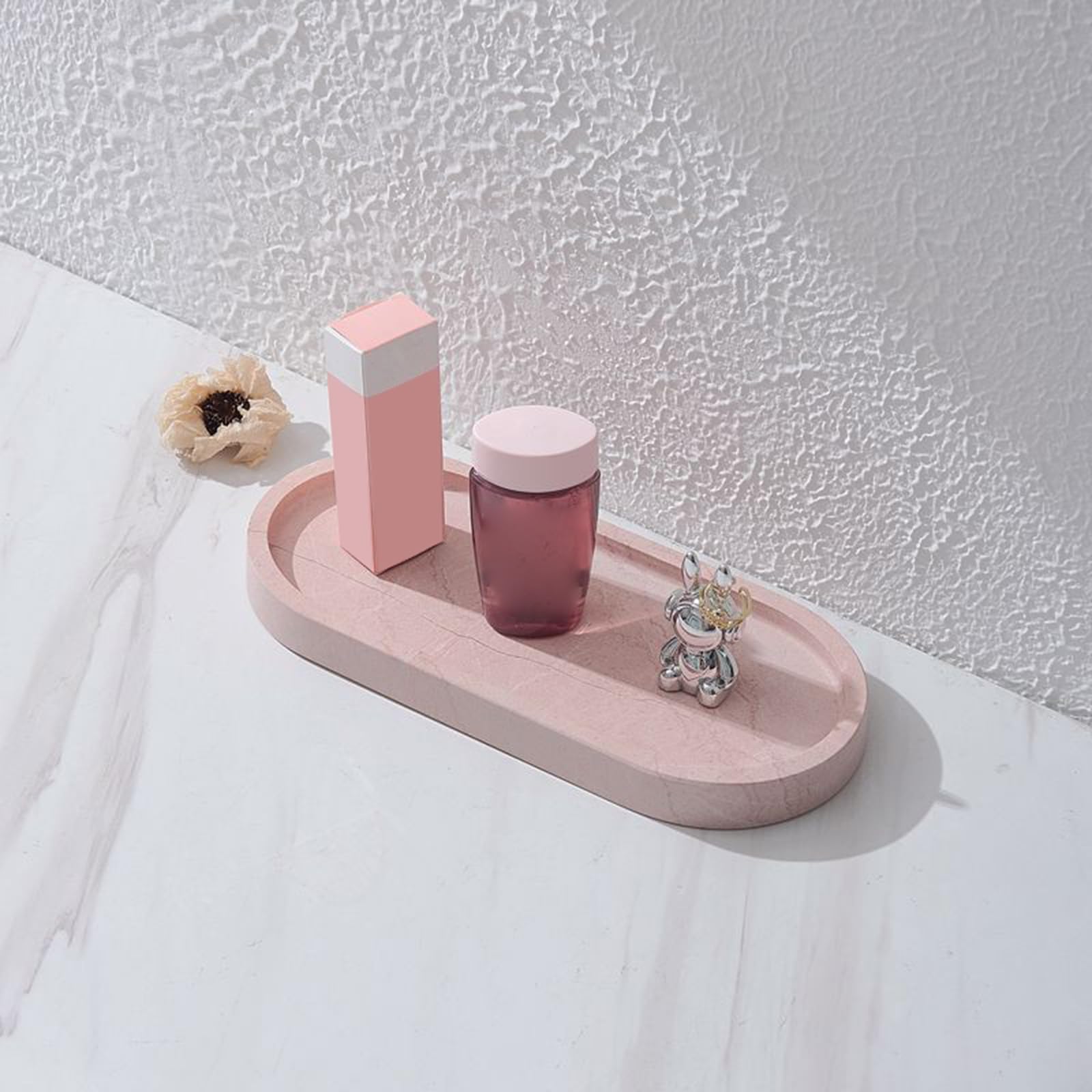 Bandeja decorativa de mármol hecha a mano de alta calidad, perfecta para almacenar joyas y pequeños organizadores de almacenamiento esenciales de baño, bandeja de tocador de mármol hecha a mano para