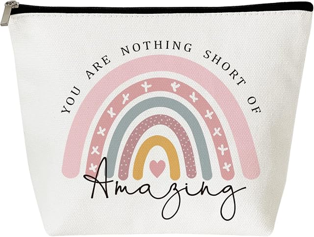 Inspirational Gifts for Women, Thank You Gifts, You are Nothing Short of Amazing Rainbow Makeup Bag, Birthday Gifts for Women, Best Friend, BFF, Bestie, Sister, Boss, Wife, Teacher, NHS, Nurse, Her