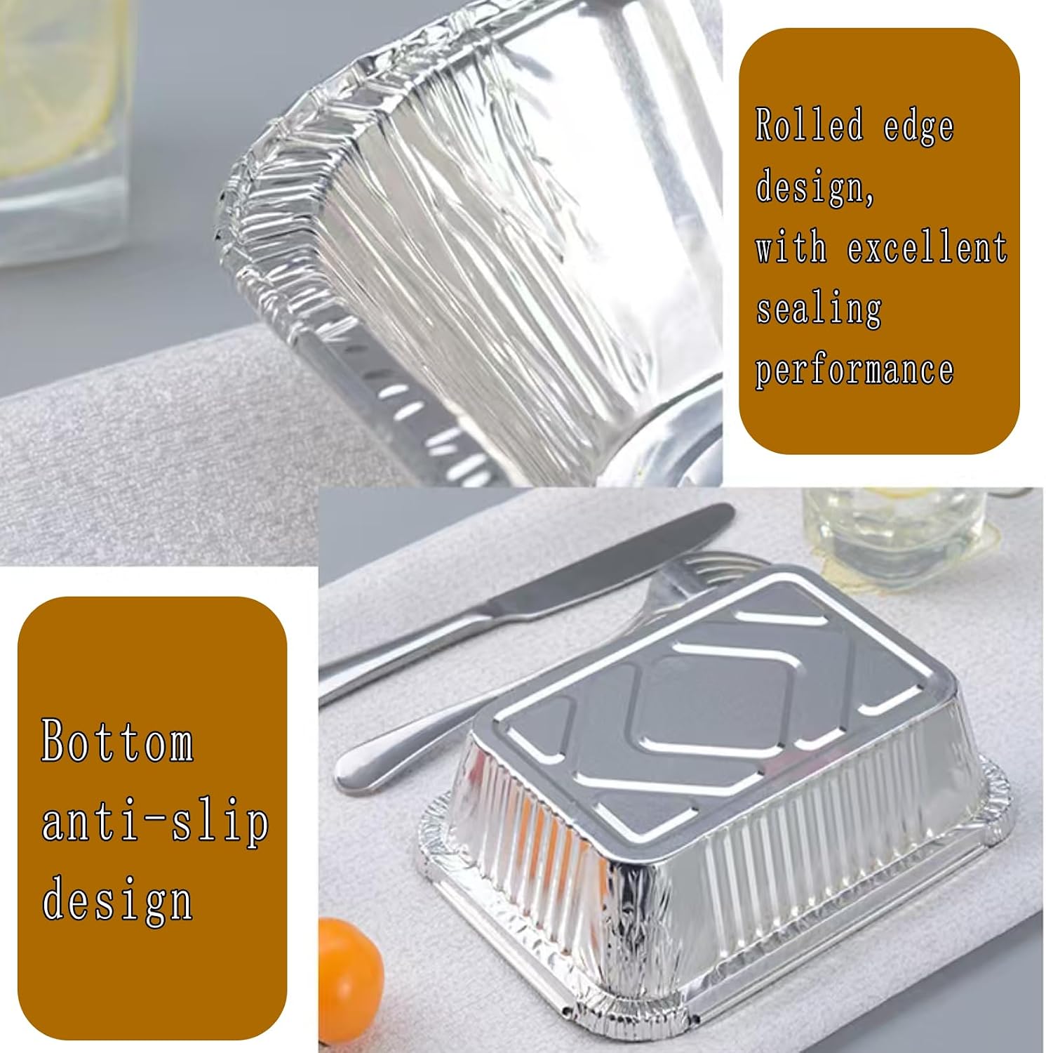 100 Pack 12 oz Aluminum Foil Pans with Lids, 5.7x4.8x1.8 Inch Disposable Baking Trays for Roasting, Cooking