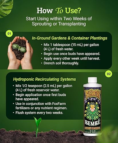 Miniatura 6 de Foxfarm Bushdoctor Bembé Concentrado, fertilizante líquido de acción rápida para plantas, mejora los azúcares naturales para dulzura y sabor, fácil