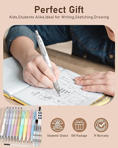 Miniatura 5 de Nicpro Juego de 31 lápices mecánicos pastel en estuche, bonitos lápices mecánicos de 0.5, 0.7, 0.035 in y 0.079 in con 15 tubos (colores HB 2B),