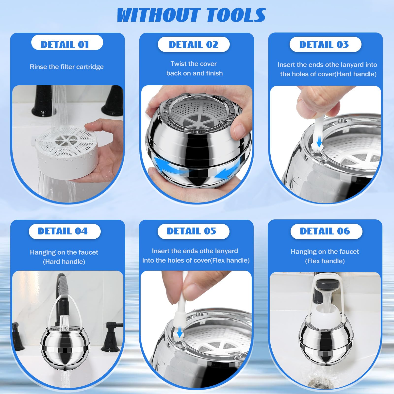 Bath Water Filter For Tub Faucet With Overflow,2,500 Gallons Of
