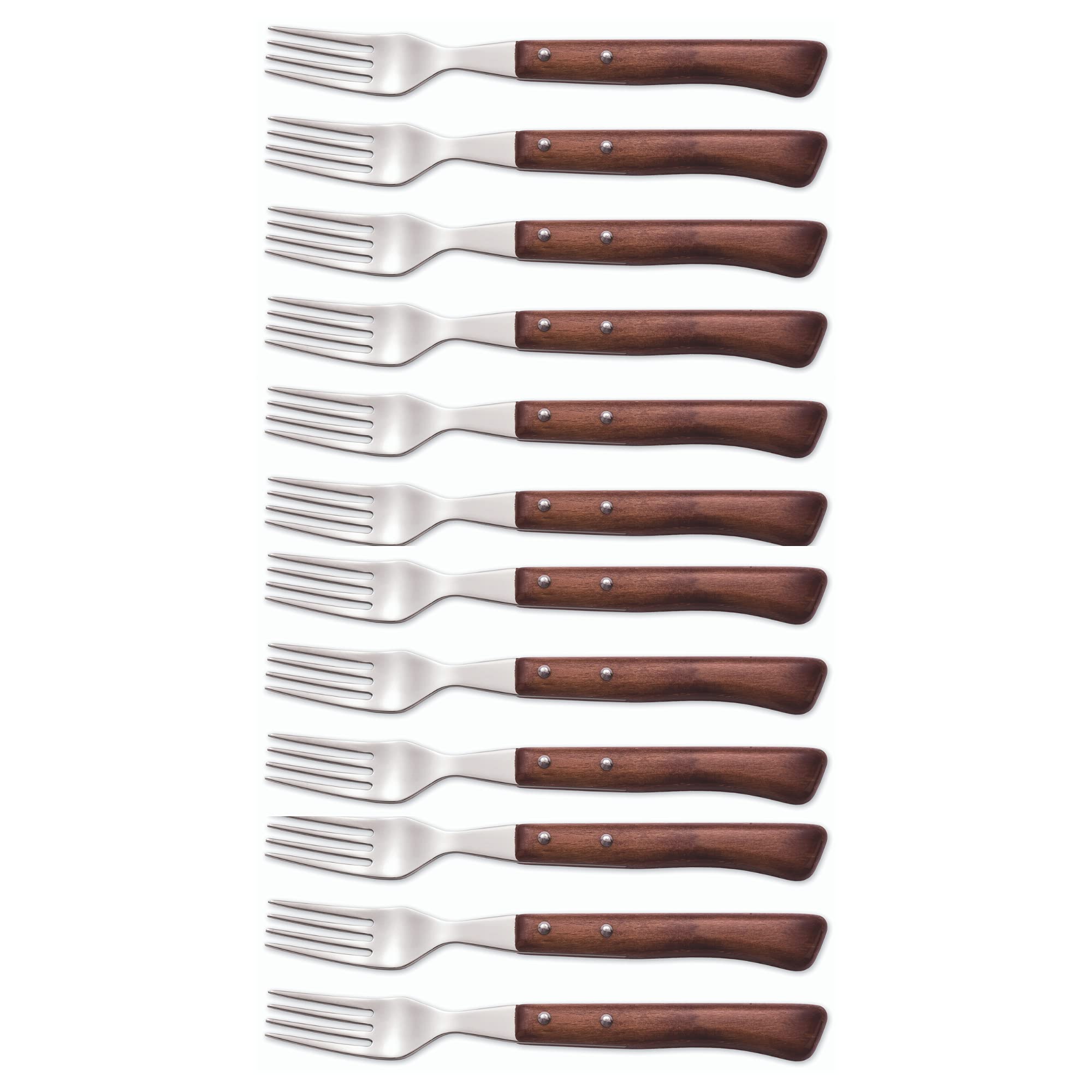 Arcos Serie Cuchillos de Mesa Caja 12 uds Tenedor, Tenedor de Acero Inoxidable 18/10 de 200 mm, Mango Madera Comprimida Color marrón (12 UDS)