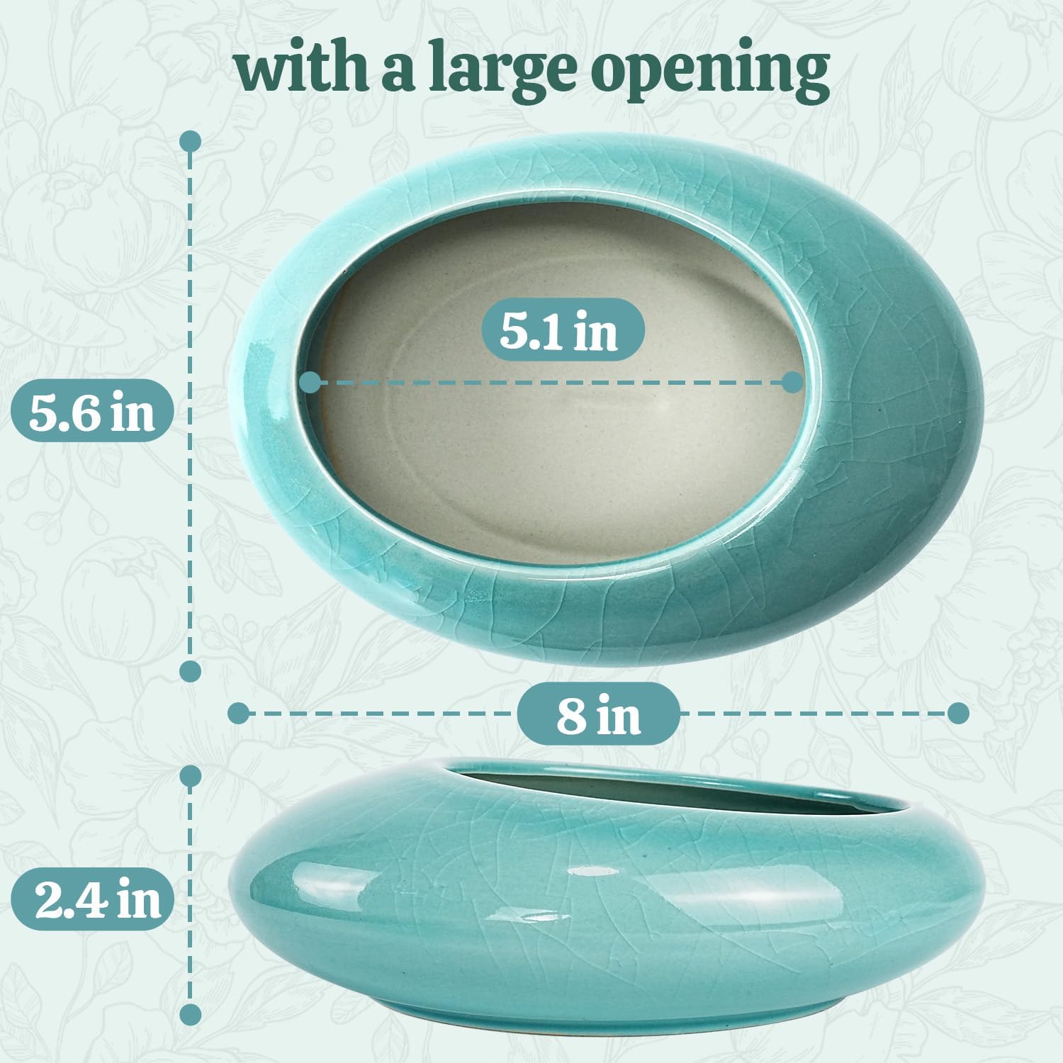 Flower Frog Vase Kit Ikebana Flower Arrangement Ceramic Water Drop Floral Shallow Pot Ge Kiln Bowl Plant Stem Holder Kenzan Home Decor Art Supplies (Ge Kiln Large Size)