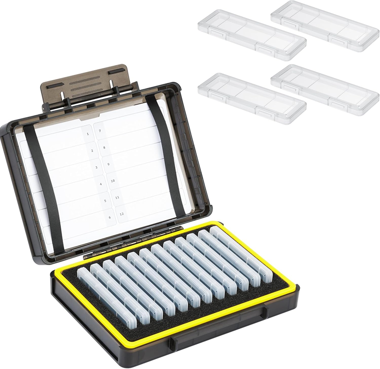 Dual Protect + Clear：Hard M.2 SSD Holder with 4 Pack Clear Plastic SSD Cases