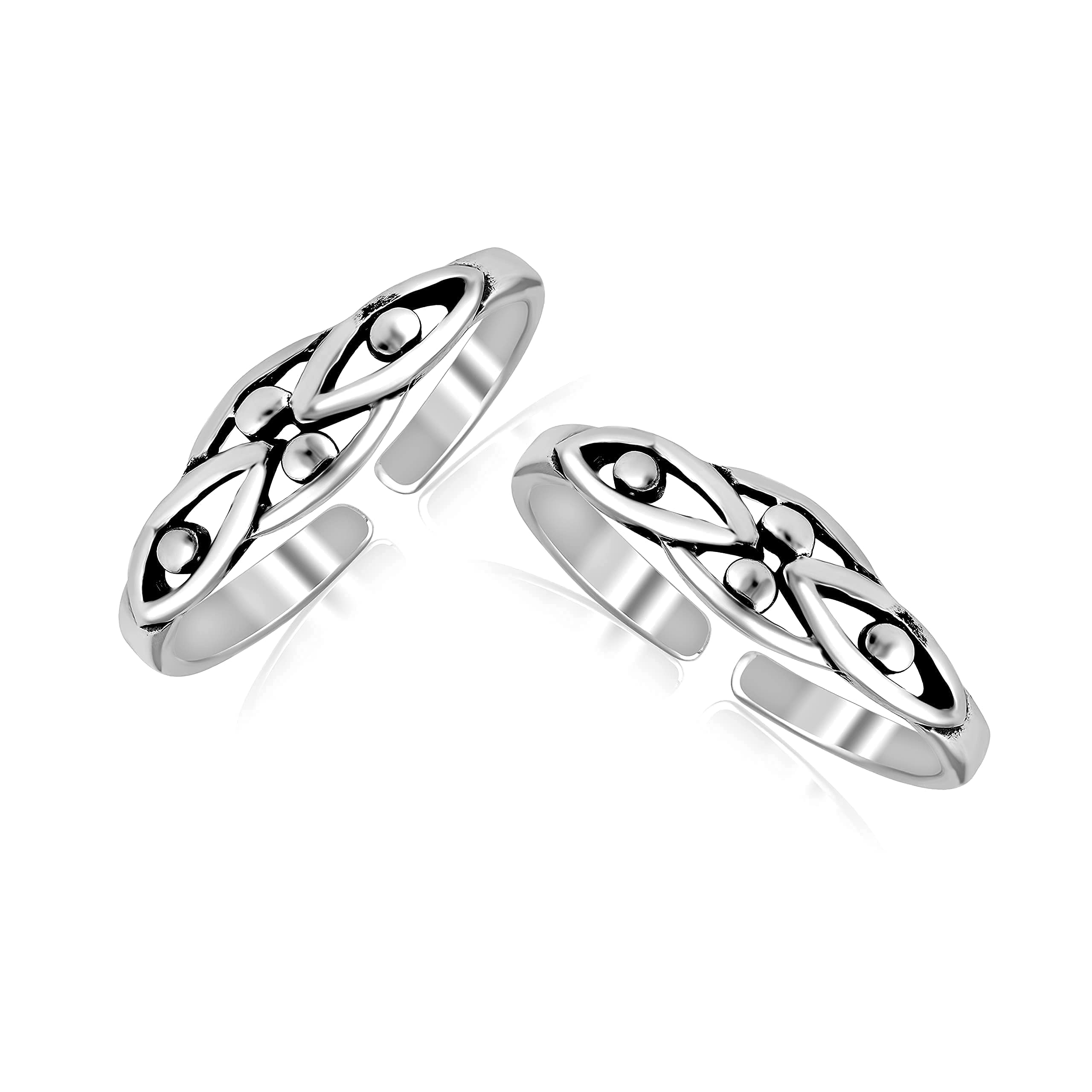 Women's Antique Fancy Cut-Work Design Toe Ring in 925 Sterling Silver BIS Hallmarked Jewelry-image-16