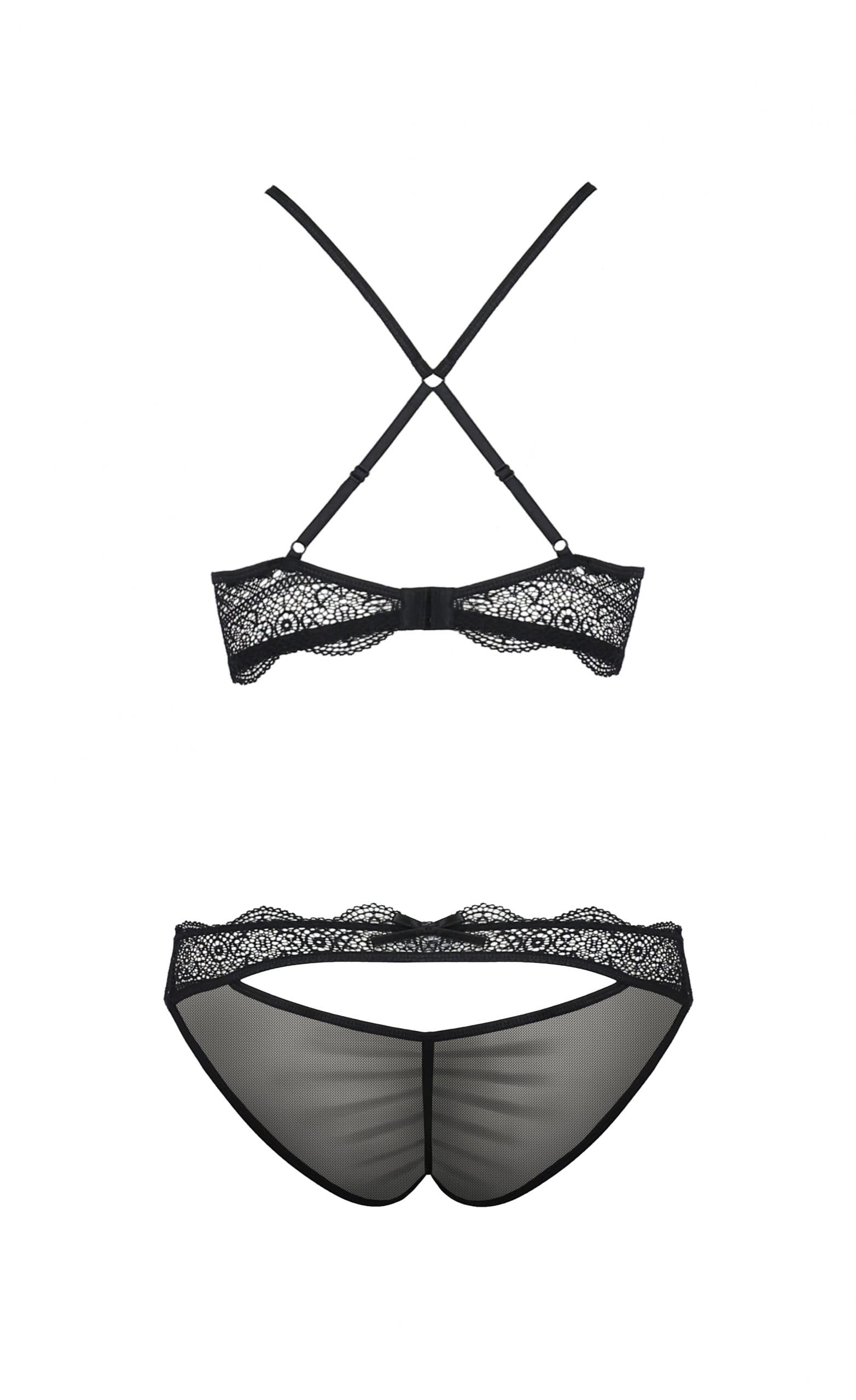 Selente Luxury Love verführerisches 4-teiliges Damen Dessous-Set aus BH, Strapsgürtel, Tanga & Satin-Augenbinde, Made in EU