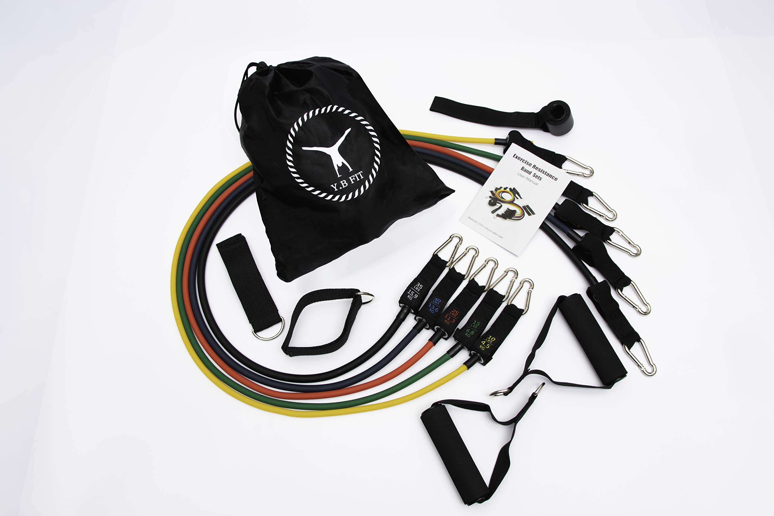 Resistance Bands 12 pcs Set – Includes Handles, Ankle Straps, Door Anchor, Carry Bag & Training Accessories, Elastic Exercise Bands for Strength, Endurance, Balance & Home Workout Equipment