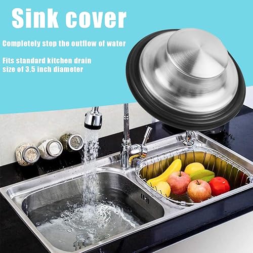 Miniatura 4 de 3 piezas de tapón para fregadero de cocina, 3 en 1 colador de cesta de fregadero de cocina, tapón universal antiobstrucción de acero inoxidable para