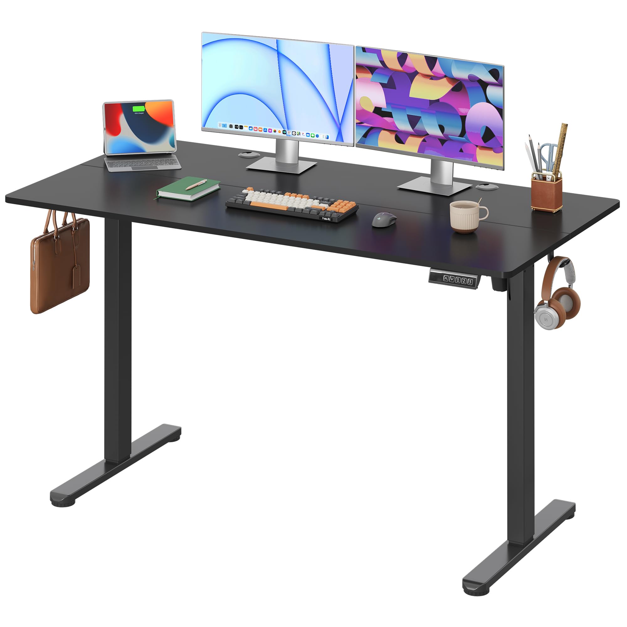 DEVAISE 55 x 28 Inches Electric Standing Desk, Adjustable Height Stand up Desk, 28 Inches Deeper Desktop Sit to Stand Desk with 3 Memory Preset,