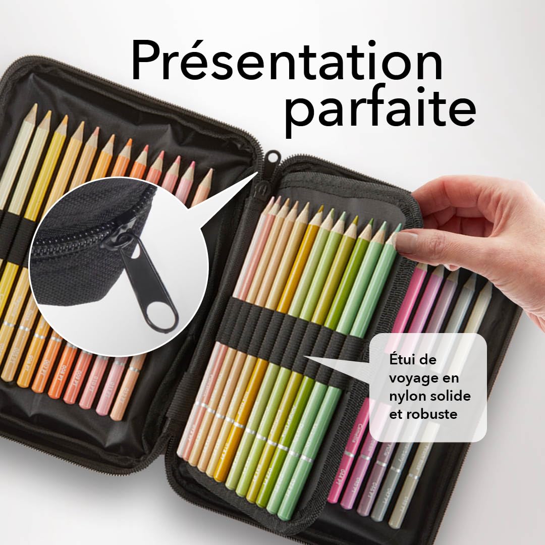 Castle Art Supplies Set de 48 Crayons de Couleur Pastel - Pièces Bonus