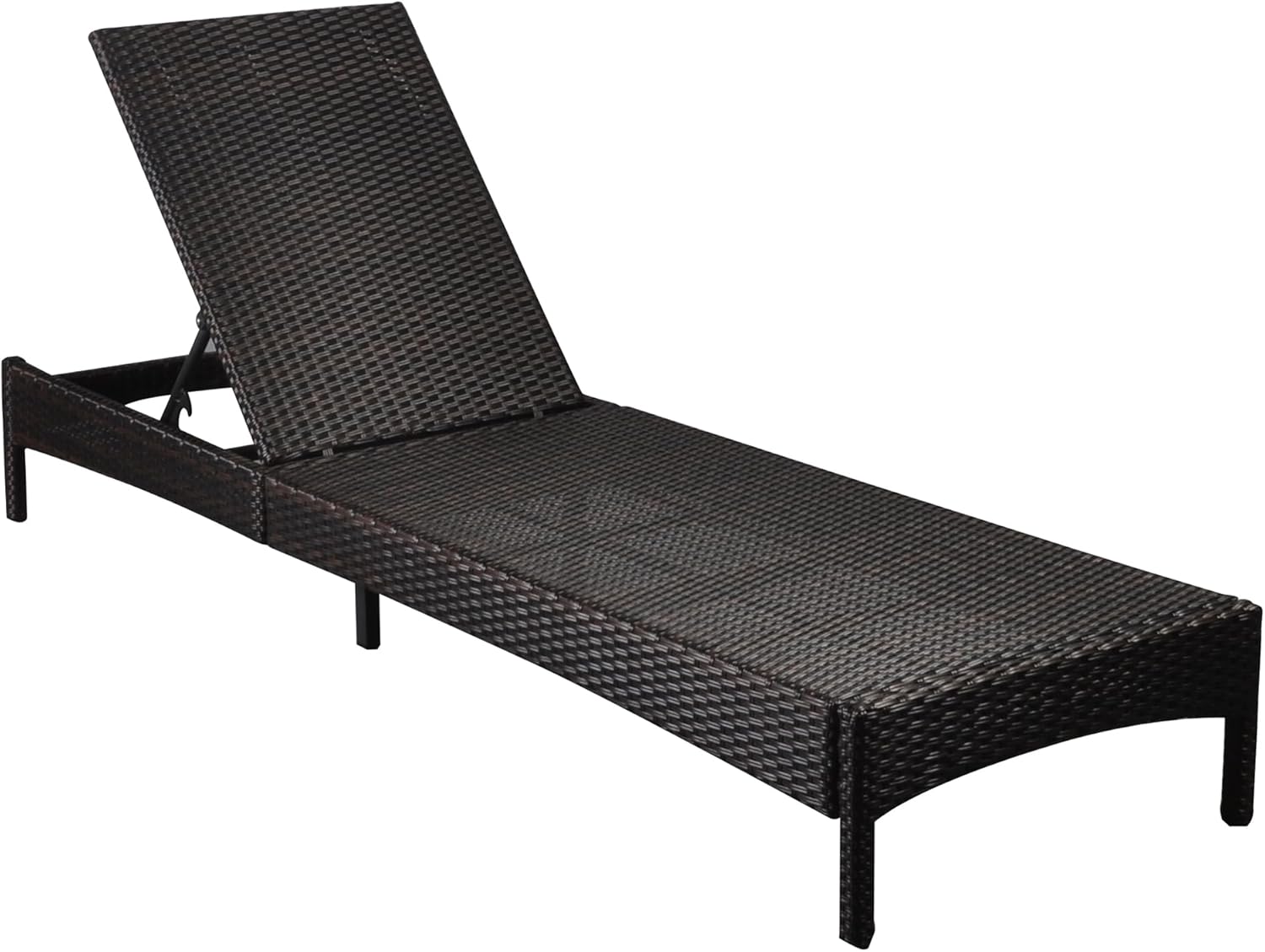ATR ART TO REAL Adjustable Wicker Outdoor Chaise Lounge Chair with Cushion, Patio Poolside Reclining Chair Folding Backrest Lounge Chair with Aluminum Frame