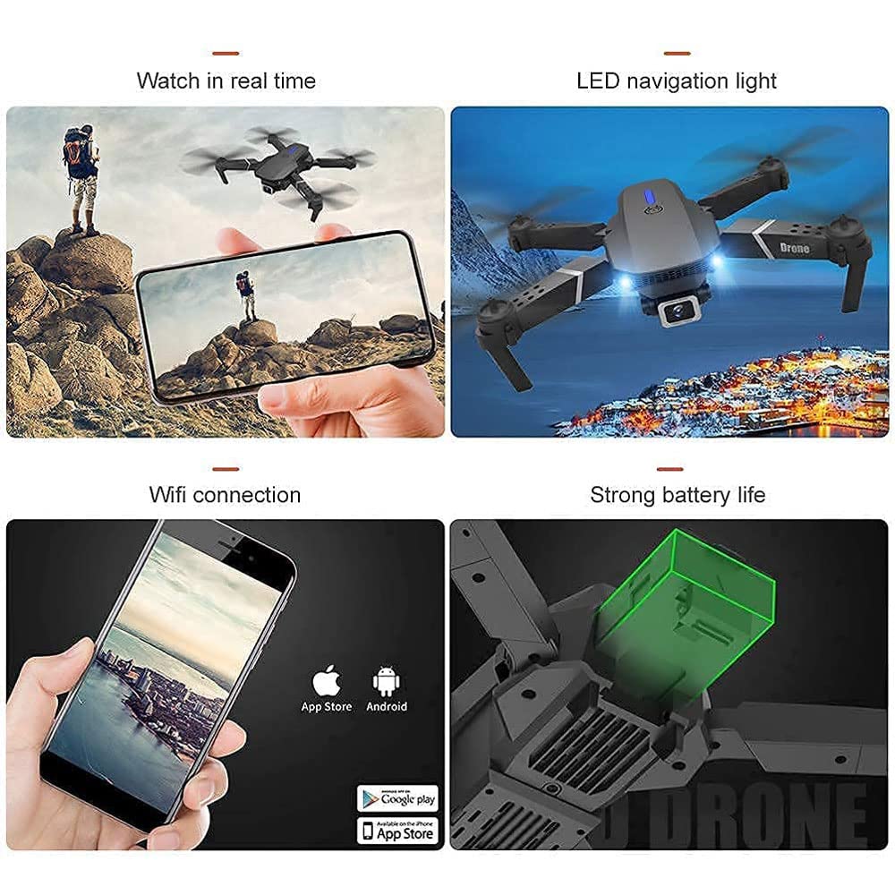 Foldable FPV Drone with 4K WiFi Camera for Adults and Kids Gesture Control RC Quadcopter with 2 Batteries Auto Hover Sensor Carrying Case (Black)