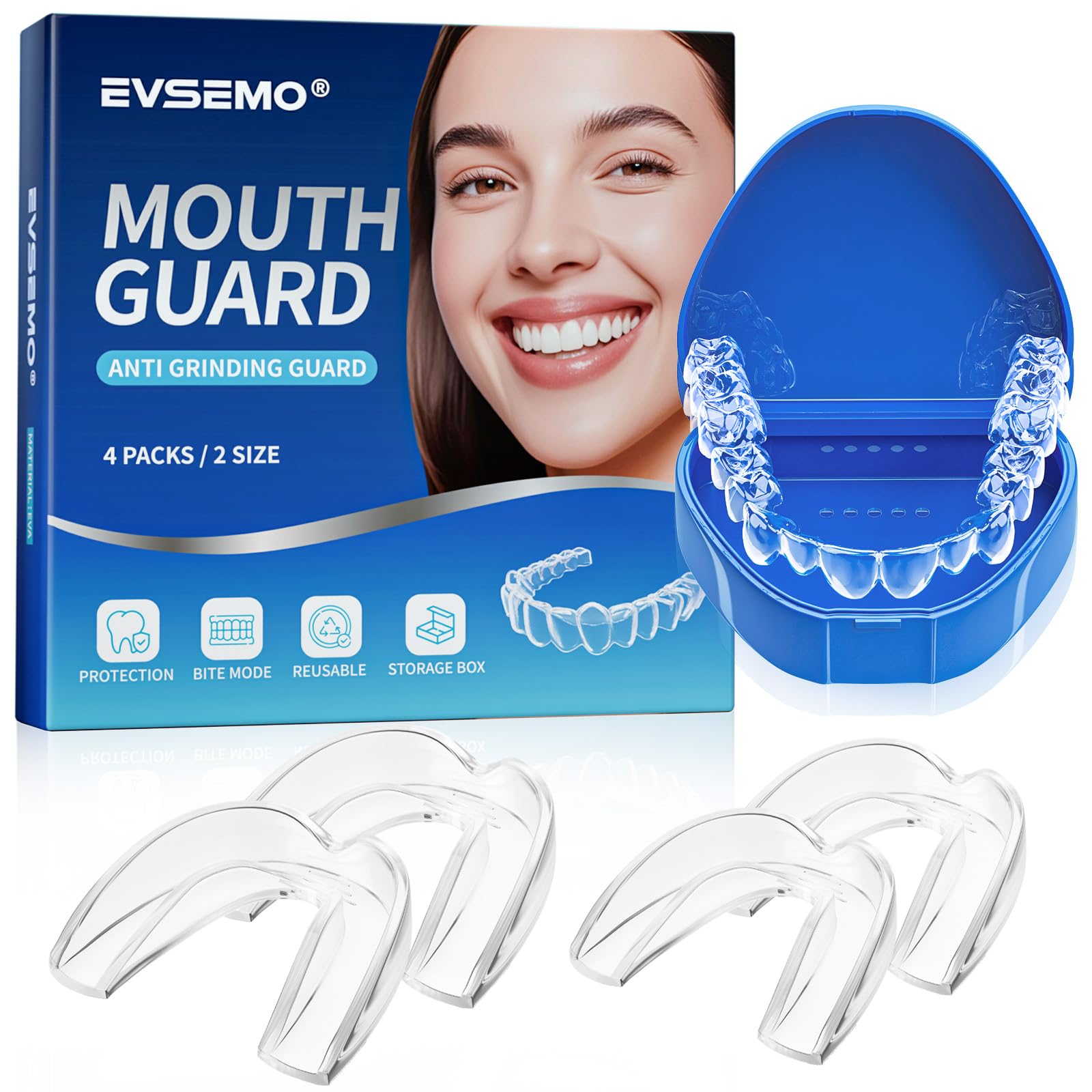 Photo 1 of EVSEMO Anti Grinding Guard for Clenching Teeth at Night, Mouth Guard for Grinding Teeth at Night, Teeth Grinding Mouthguards for Sleeping, Comfortable Grinding Guard for Adults