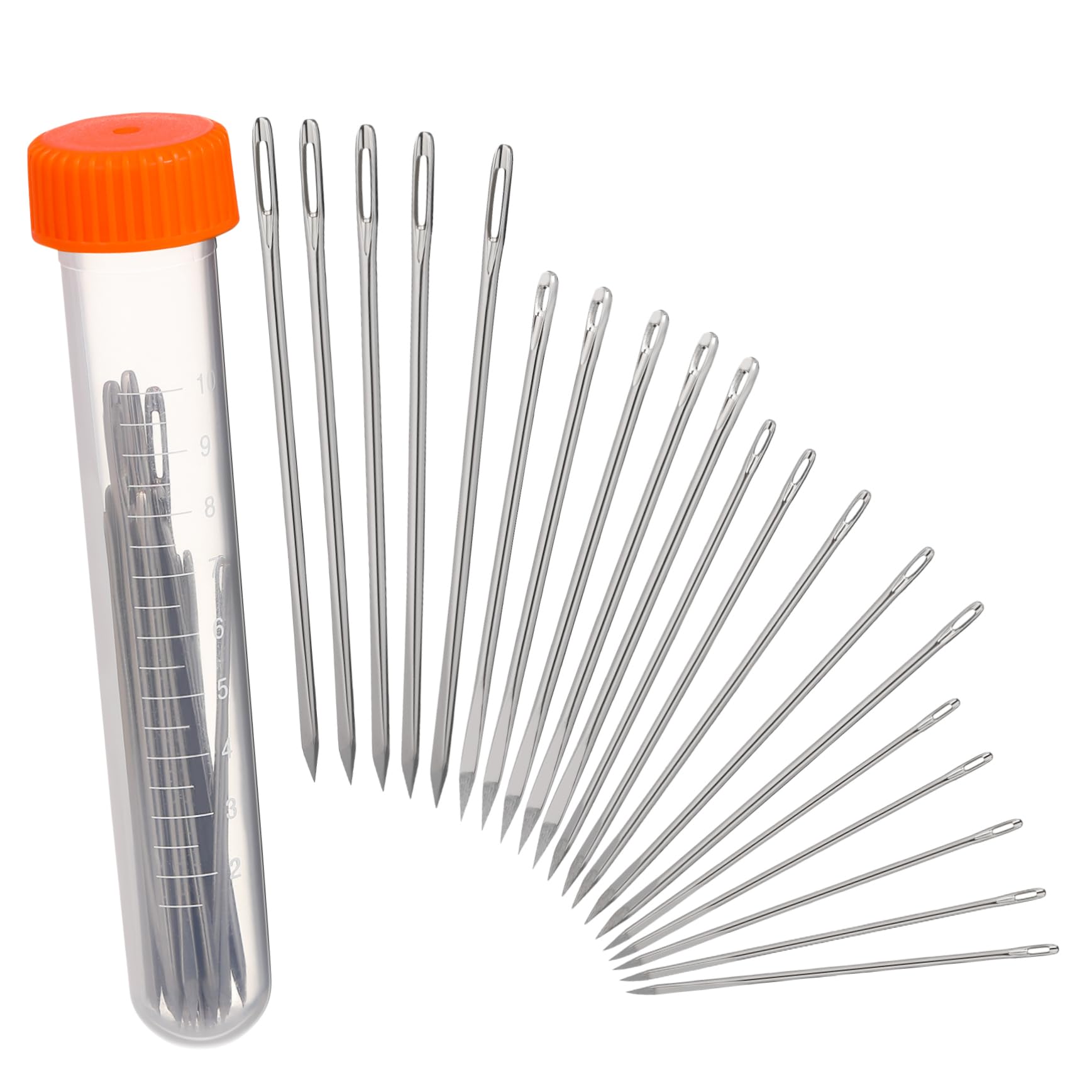 SEWACC 20pcs Triangle Hand Leathercraft Needles Sewing Needle Set for Upholstery Strong Needles for Leather Easy to Carry and Store