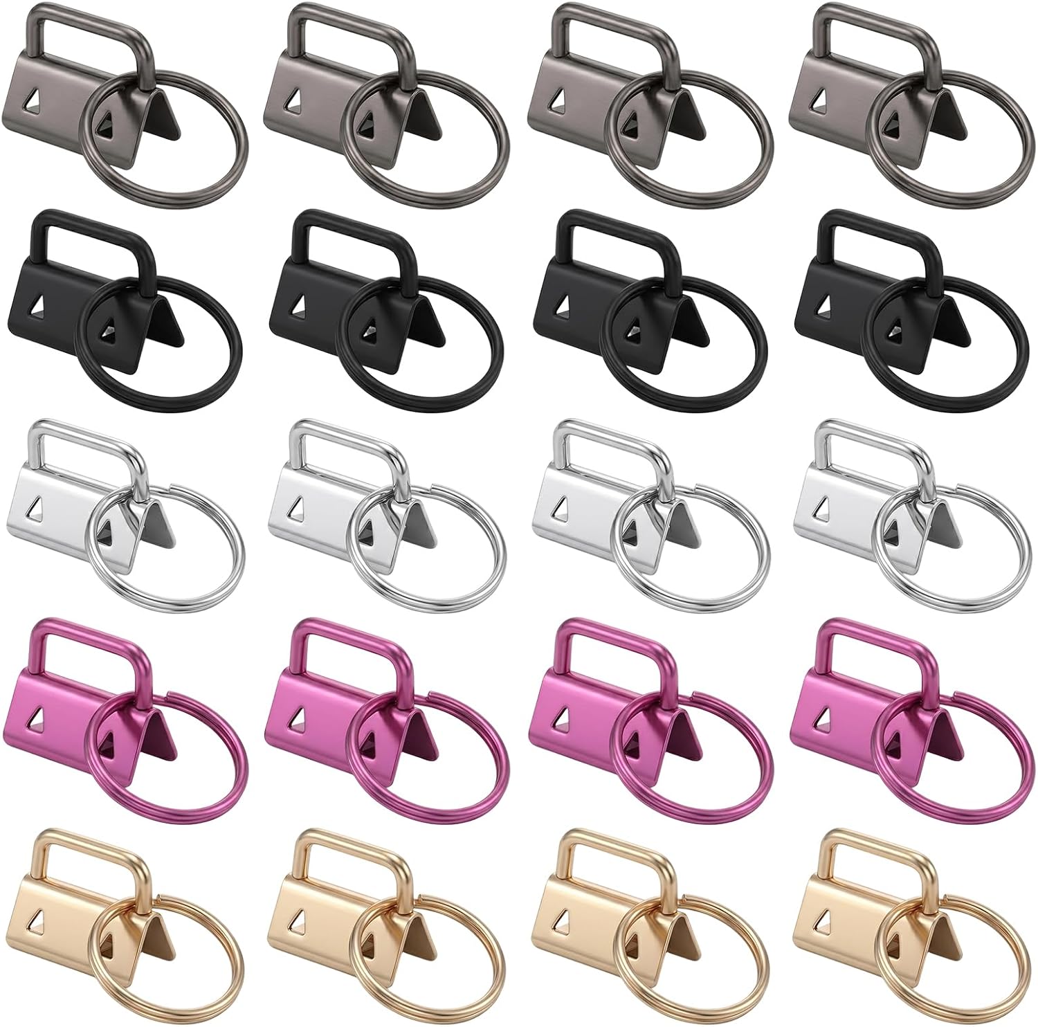 Macuezu 10 Pcs Key Fob Hardware, 1 Inch Keychain Hardware in 5 Colors