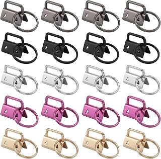 Macuezu 10 Pcs Key Fob Hardware, 1 Inch Keychain Hardware in 5 Colors | Keychain Fob Hardware Split Rings for Wristlet Lanyard Key Chain Making DIY Supplies