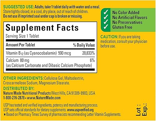 Miniatura 3 de Nature Made Vitamina B-12 Comprimidos de 500 mcg 100 ea (paquete de 2)