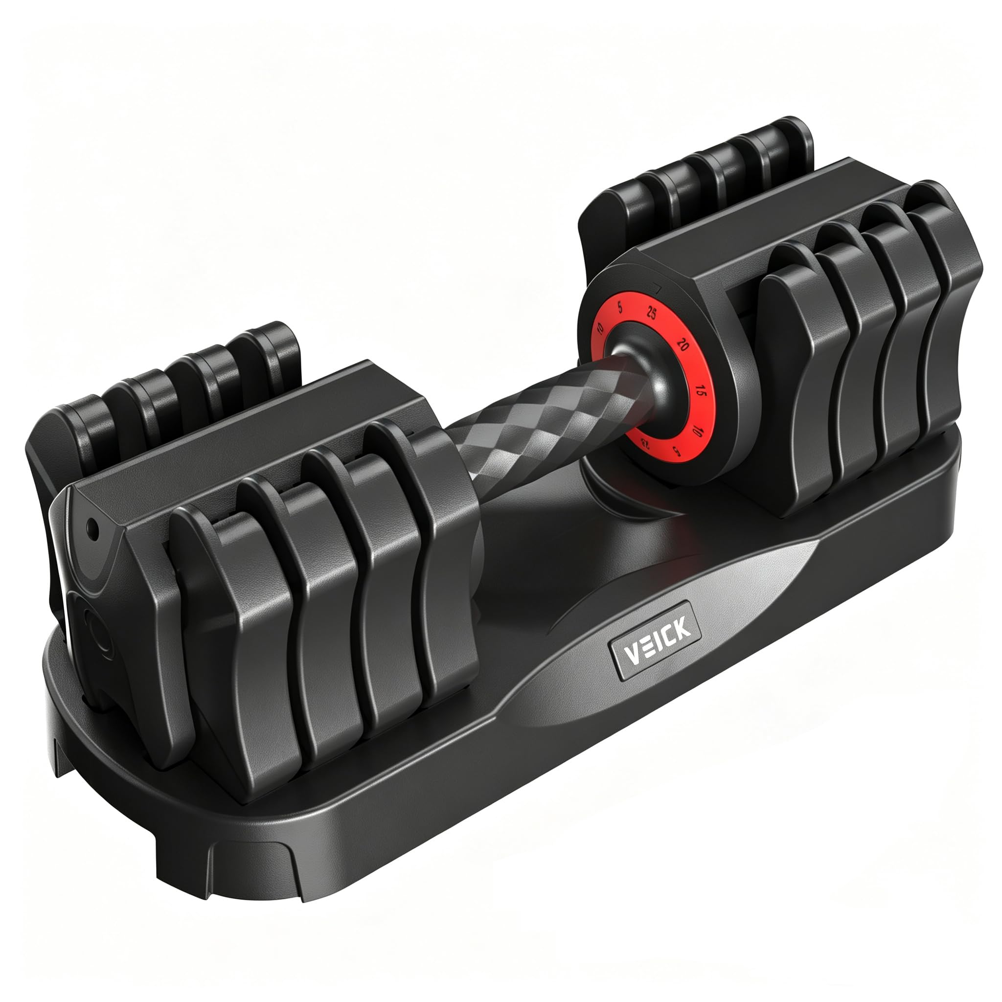 VEICK Set di manubri regolabili, 5 in 1, per uomini e donne, colore nero, per casa e palestra, allenamento completo del corpo, regolazione rapida ruotando la maniglia (25/24,9 kg)